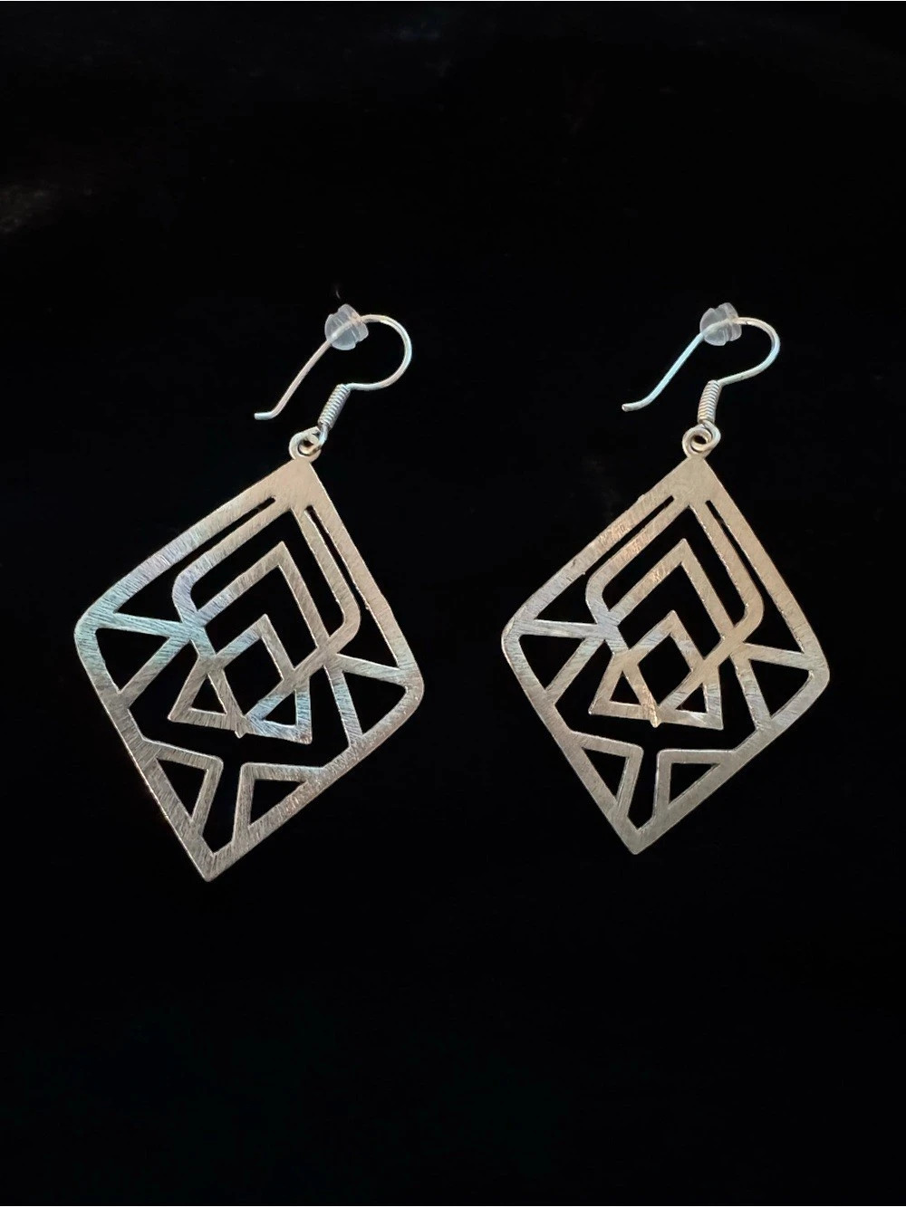 Geometric Silver-Tone Earrings Like New
